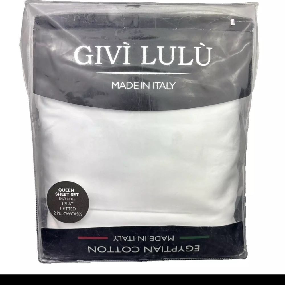 Givi Lulu QUEEN 600TC Sheet Set 100% Cotton Sateen Solid White Egyptian Cotton